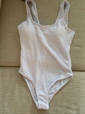 Textured White One-Piece One Size Fits All Swimsuit